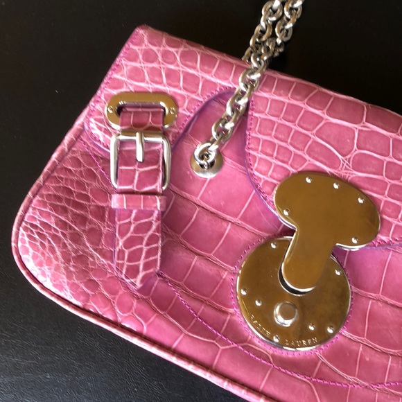 Ralph Lauren Ricky Id GENUINE alligator 🐊   chain handbag 👜 stunning - Picture 6 of 15